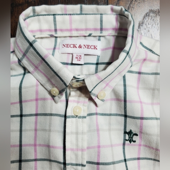 Neck & Neck set of 3 button down shirt sz 2T Pink, White, and Green plaid - Picture 16 of 16